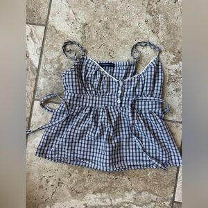 Brandy Melville Navy Checkered Blouse